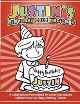 Justin's Birthday Coloring Book Kids Personalized Books