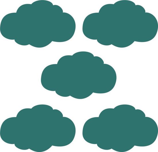 Muurstickers donker groene wolken - 5 stuks - 14x8cm