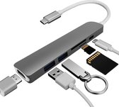 6 in 1 - Aluminium Thunderbolt 3 - USB-C Adapter Hub - 4K HDMI - Thunderbolt 3 - Type C Hub SD/Micro SD - Lezer Type C Poort Voor o.a. Apple Macbook / Macbook Pro 2016 / 2017 / 201