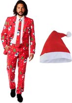 Kerst Opposuits Christmaster kostuum rood voor heren - maat 56 (3XL)