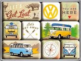 Volkswagen - VW Bulli Lets Get Lost - Magneet set met 9 Magneten