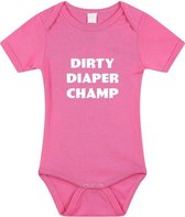 Dirty Diaper Champ tekst baby rompertje roze meisjes - Kraamcadeau - Babykleding 92 (18-24 maanden)