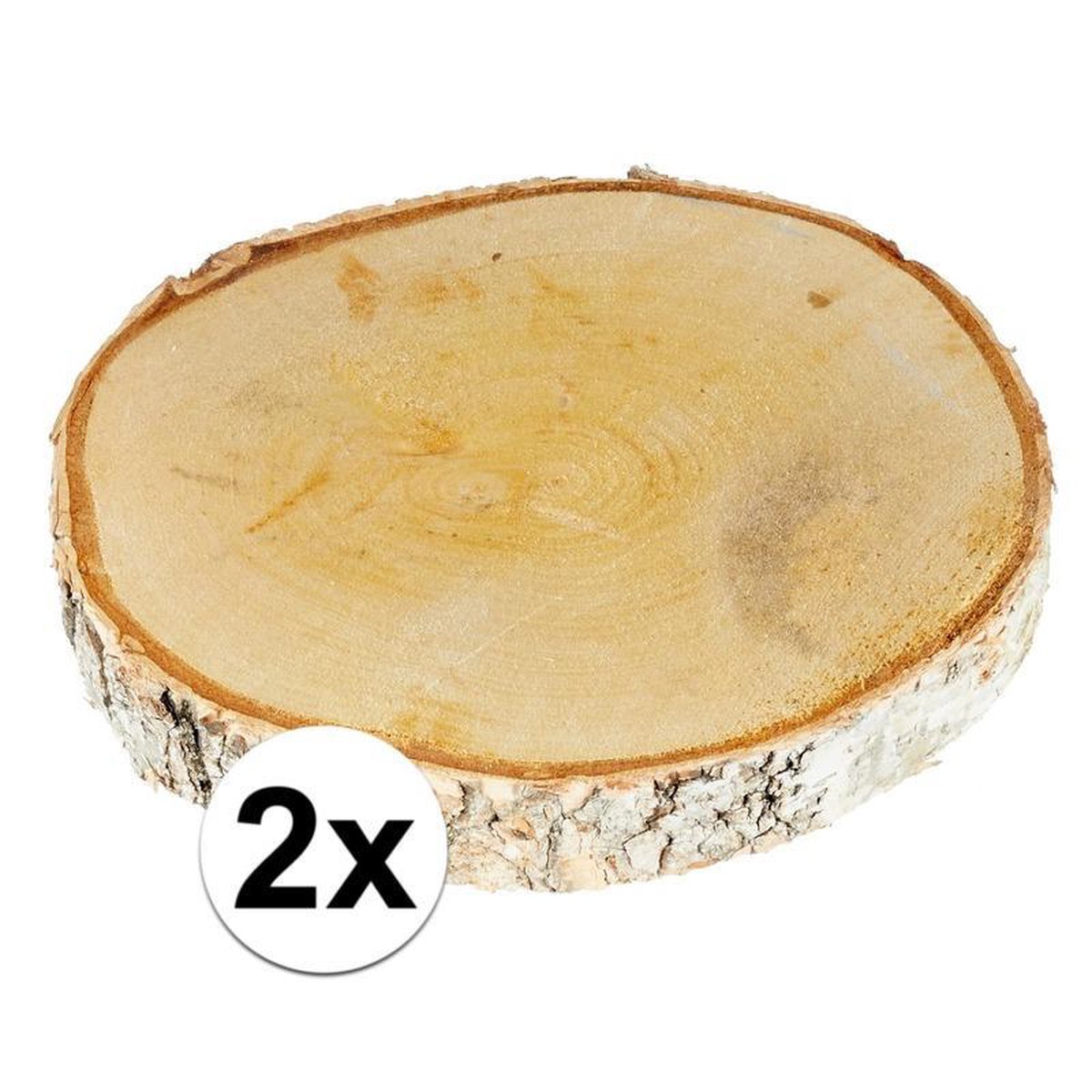 2x stuks Houten boomstam schijf 16 cm - glazen onderzetters van hout | bol.com