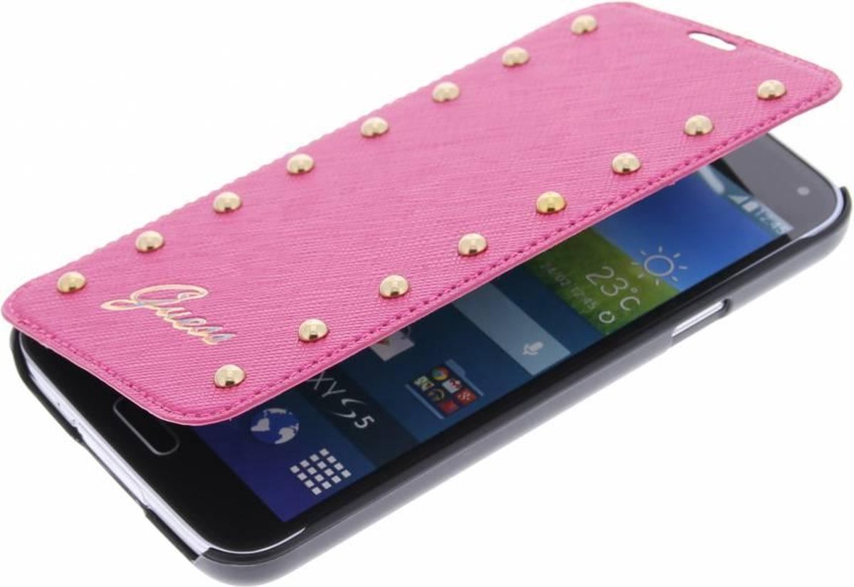 Guess - Studded Folio Case - Samsung Galaxy S5 - roze | bol.com