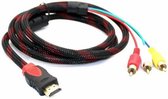 HDMI naar RCA kabel voor het overdragen van signalen van HDMI naar RCA (1,5 mtr). Vergulde connectoren /1080p Full HD