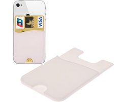 Super Handige Sticky Pouch Kaarthouder/Card Holder/Pasjes Houder  voor o.a. iPhone 5/5S/5C/5SE 6/6S en Samsung Galaxy S4/S5/S6/S7/edge/mini Note 2/3/4/5 etc. siliconen Wit (case cover hoesje)