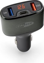 Caliber Autolader - Auto oplader - 2 USB poorten & 1 USB C Poort - Snellader - QC 3.0 2.4A - Geschikt voor Apple iPhone en Samsung - Universeel (PS54)