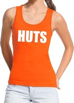 Huts fun tekst tanktop / mouwloos shirt tanktop -  Oranje kleding voor dames XL