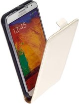 Lederen Flip Case Hoesje Samsung Galaxy NEO N7505  Creme Wit