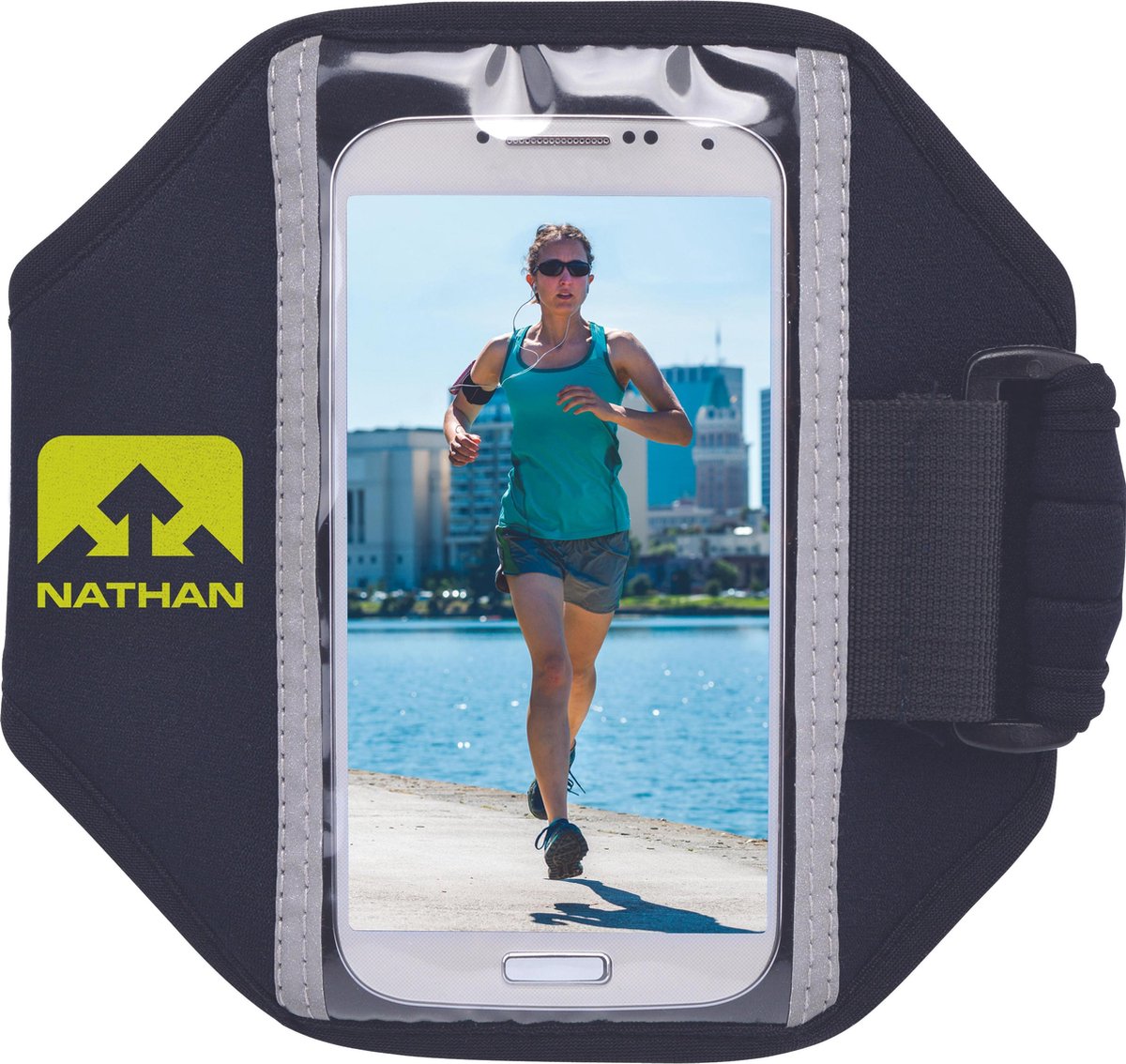 Nathan Super 5K iPhone 5/6 Samsung S4 - Black/Sulphur Spring - Hardlooparmband - OSFM