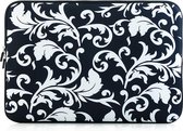 Laptop sleeve tot 15.6-16 inch met barok print – Wit/Zwart