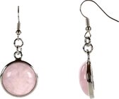 Edelstenen oorbellen Rose Quartz Round - oorhanger - roze - rozenkwarts - rond