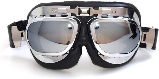 RAF chrome motorbril zilver reflectie glas
