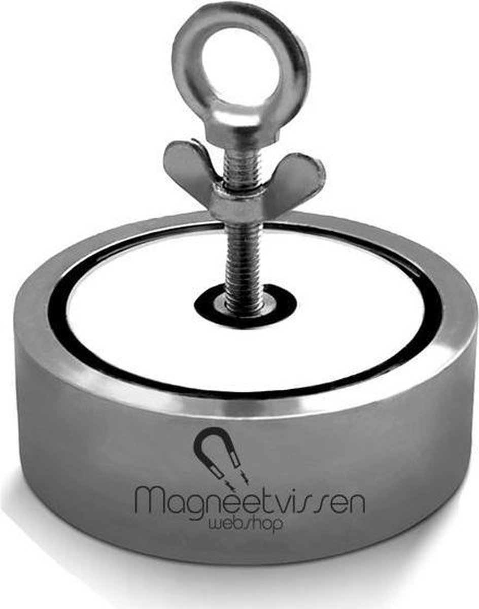 Neodymium Dubbelzijdige vismagneet 800 kg trekkracht | Trekt langs beide kanten | Horizontaal en verticaal bevestigbaar | Tijdelijk met gratis touw!