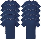10 x Fruit of the Loom V-Hals ValueWeight T-shirt Deep Navy Maat M