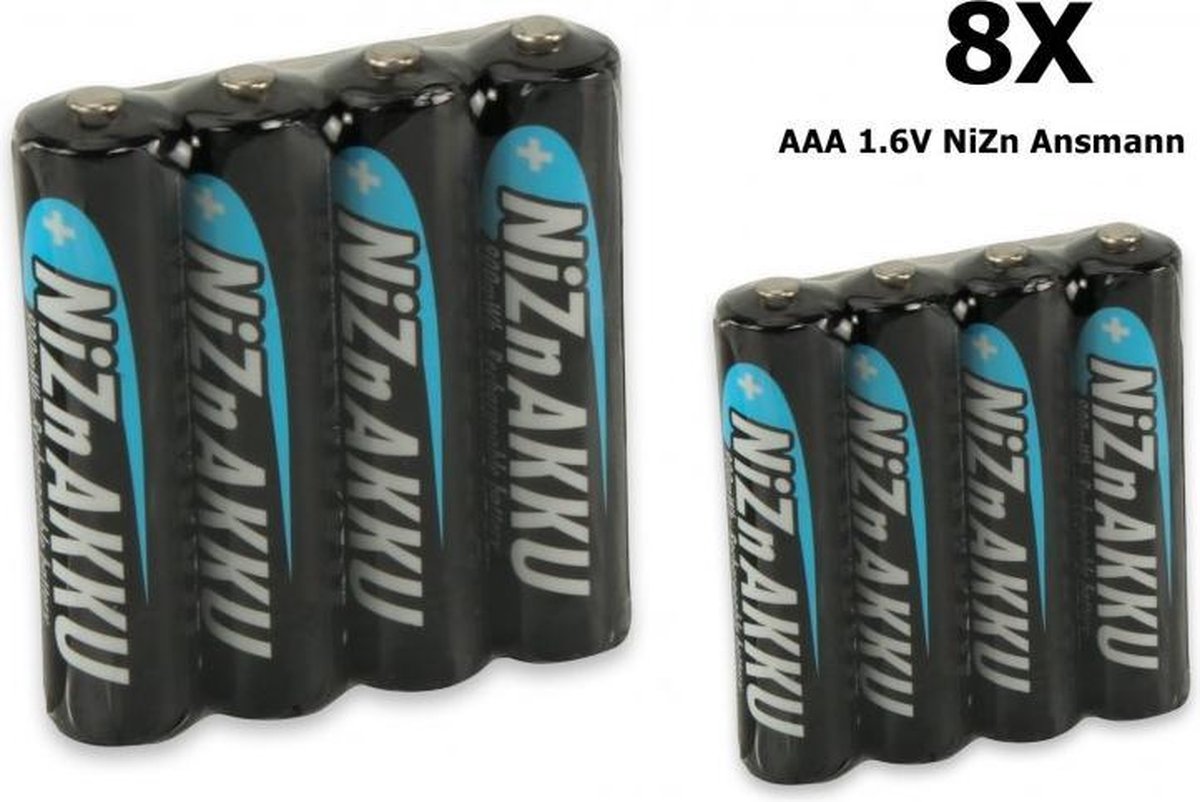 8 Stuks AAA 1.6V NiZn Ansmann Oplaadbaar Batterijen 550mAh