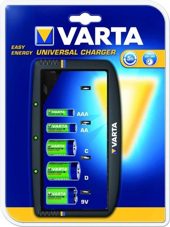 Varta universele batterijlader voor AA / AAA / 9V / C / D batterijen