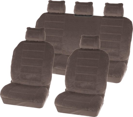 Velours Stoffen Hoes Comfortline VIP Stoelhoes Set Crème - 11-delig, Universeel Voor Autostoelen, Geschikt Voor Side-airbags Universele Stoelhoes Set