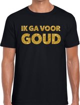 Ik ga voor Goud glitter tekst t-shirt zwart heren - heren shirt Ik ga voor Goud M