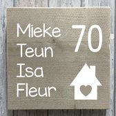 Naambordje voordeur steigerhout | houten naambord 20x20 cm