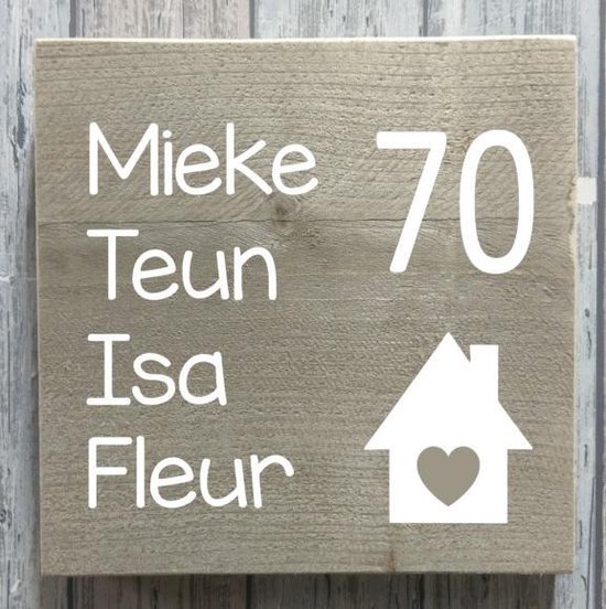 Grammatica Portret bereiken Naambordje voordeur steigerhout | houten naambord 20x20 cm | bol.com