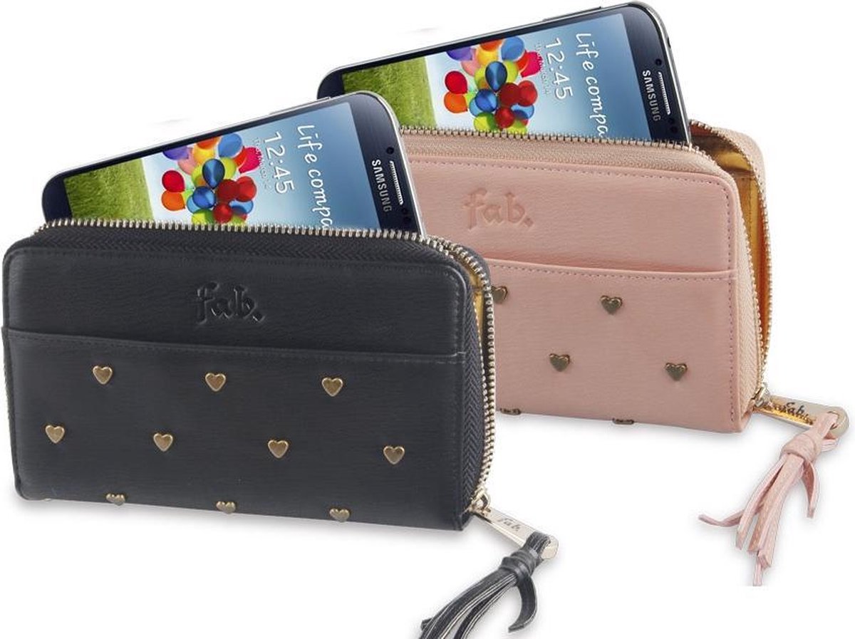 etiquette Viva veiling fab. Heart iPhone & Samsung Galaxy Studs Wallet Black | bol.com
