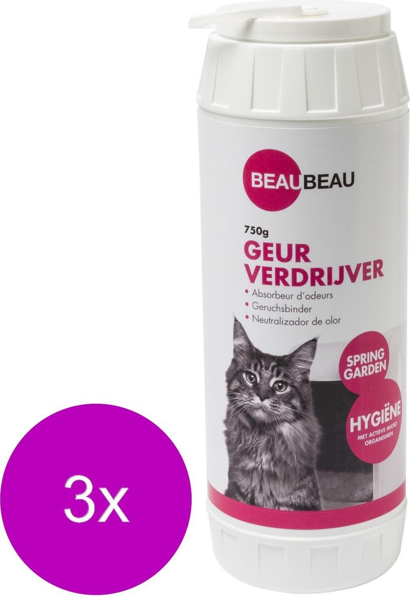 Happy Home Kattenbak Geurverdrijver - Kattenbakreinigingsmiddelen - 3 x 750 g Spring Garden