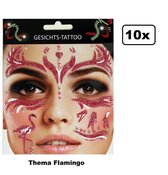 10x Face Art Glitter Sticker / Face Tattoo Flamingo