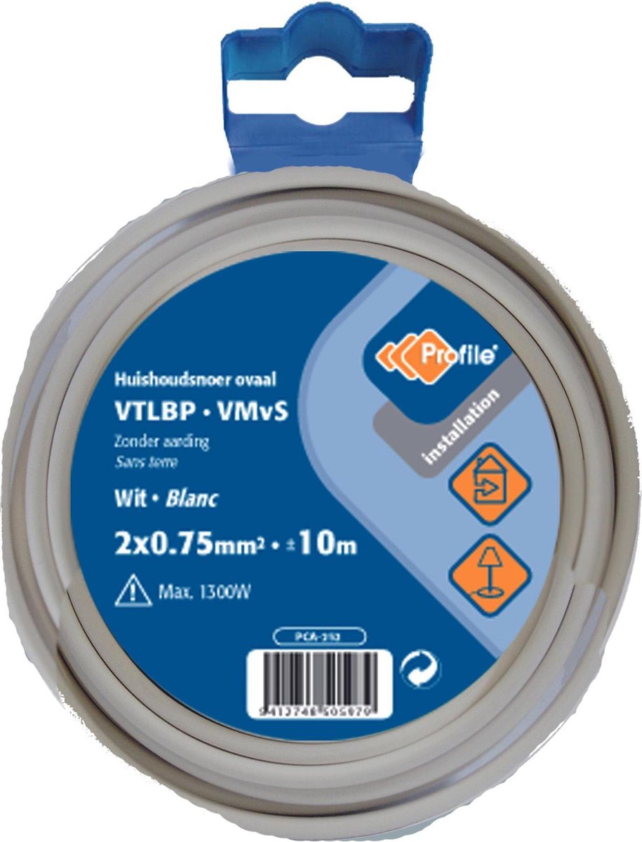 Profile Kabel - Wit - 2 x 0,75 mm² - 10 m
