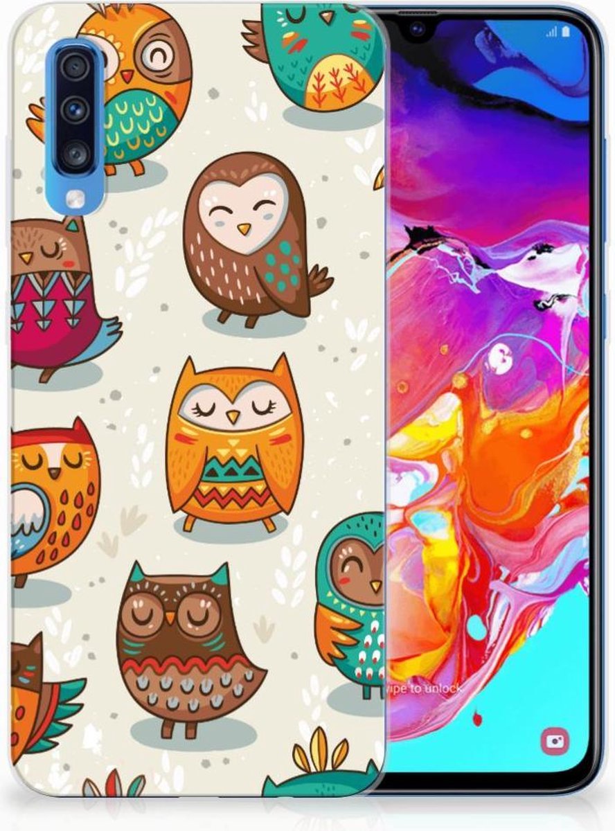 Samsung Galaxy A70 TPU Hoesje Vrolijke Uilen