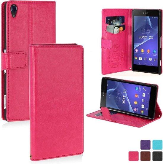 KDS Smooth wallet case hoesje Sony Xperia Z3 roze | bol.com