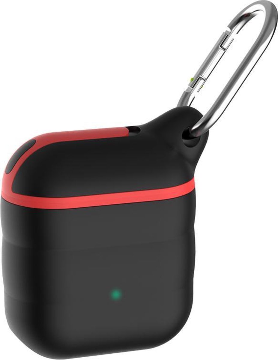YONO Siliconen Hoesje geschikt voor Apple Airpods - Soft Case met Clip - Waterdicht - Zwart