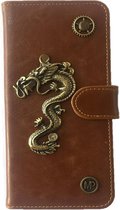 MP Case® PU Leder Mystiek design Bruin Hoesje voor Huawei P8 Lite Draak Figuur book case wallet case