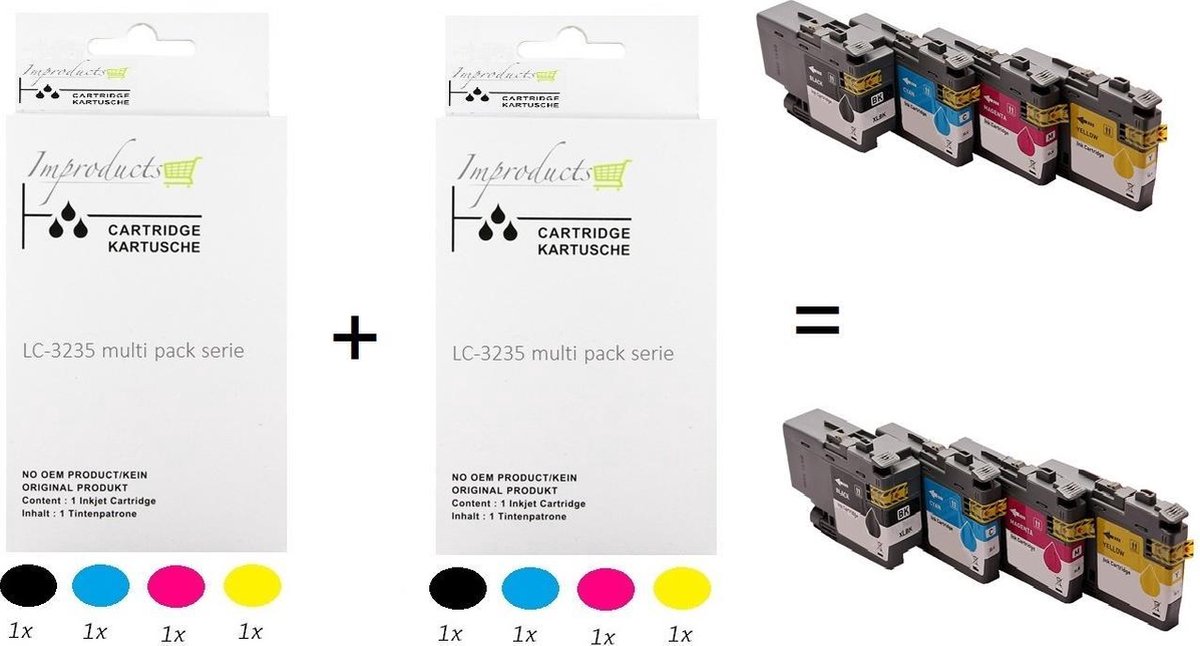Image of Improducts® Inkt cartridges - Alternatief Brother LC3239 / LC-3239 / 3239 8 stuks