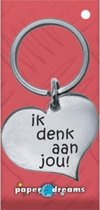 RVS Hart Sleutelhanger - Ik denk aan jou!