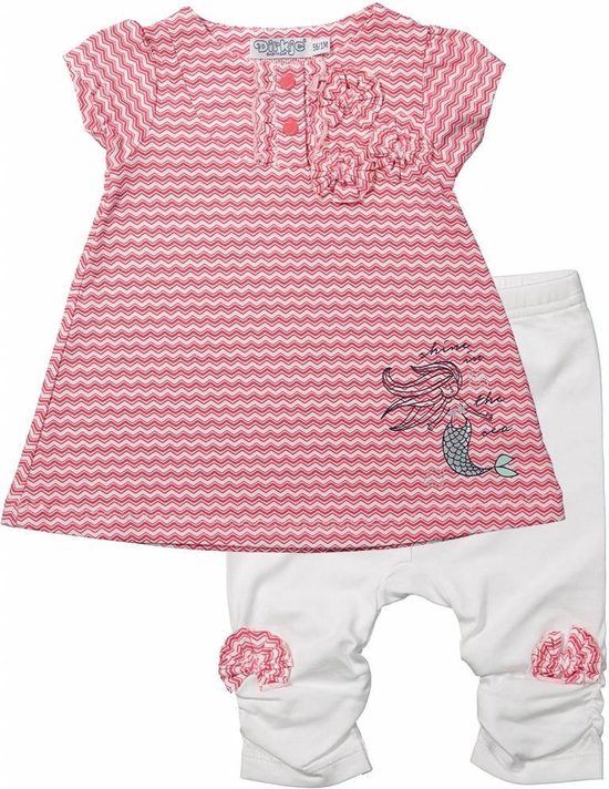 Dirkje Meisjes Set (2delig) Roze Wit - Maat 74