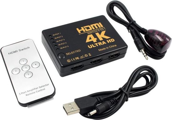 HDMI 5 in 1 ultra HD 4k 3D poort switch splitter + afstandbediening | bol .com