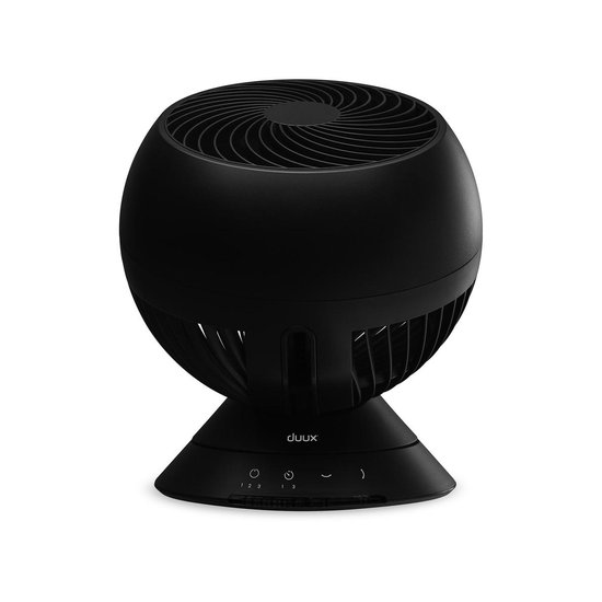 Duux Globe Tafelventilator Zwart - Stille Ventilator 13dB - 3 snelheden - Horziontaal + Verticaal draaien - Duux