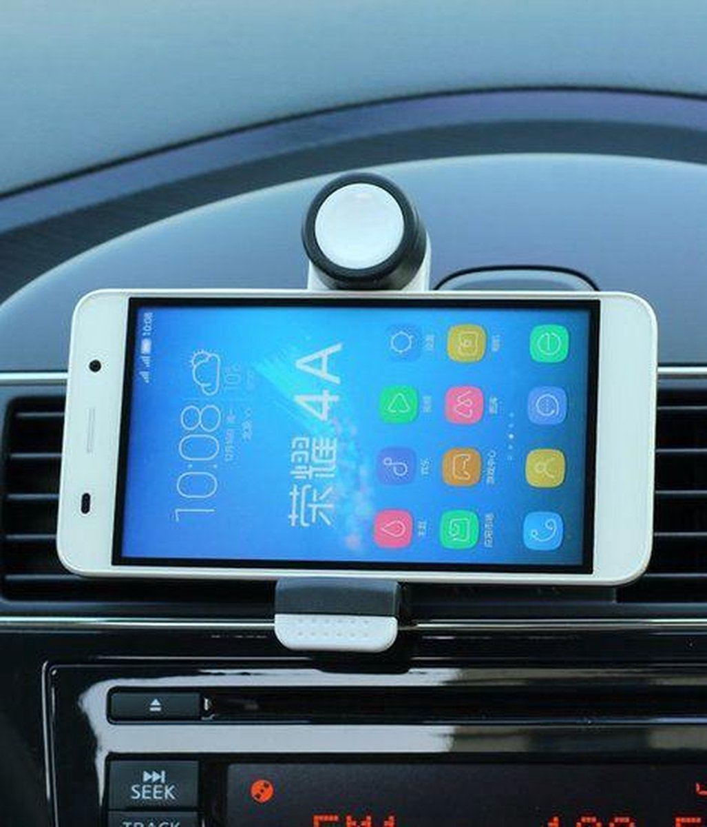 Wit universele smartphone autohouder luchtrooster voor ventilatie Huawei hoesje