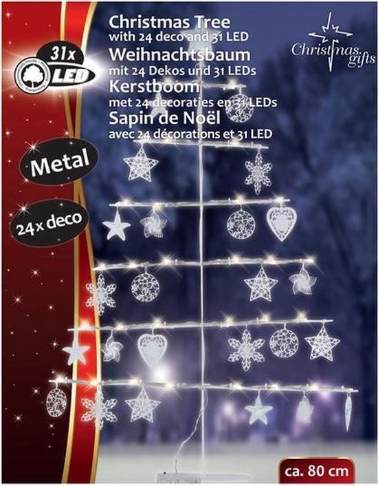 Kerstboom Metaal 80 cm met 31 Ledlampjes bol