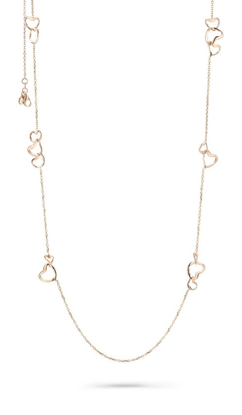 Orphelia ZK-7179/RG - Necklace Bicolor Double Chain Big Circle With Lines - 925 zilver - 80 cm