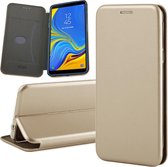 Samsung Galaxy A7 (2018) Hoesje TPU Wallet Book Case met Pasjeshouder Goud - Cover van iCall