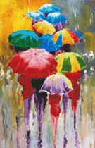 LA49385 Diamond Dotz® - Diamond painting volwassenen - Kleurrijke paraplu's 37 x 57cm - Volledig pakket - Ronde steentjes
