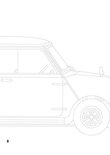 Schematische tekening van de zijkant van een Mini Cooper.