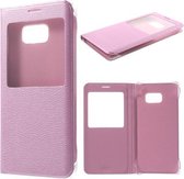 Samsung Galaxy Note 7 view cover wallet case hoesje roze