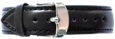 Premium Black Genuine Leather strap - Silver Buckle 20mm - Zwart Rund Leer horlogeband + luxe pouch