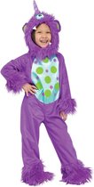 Monster Kostuum Eenoog - Maat 98 110 116 - Jongen Meisje Kind Kinder - Paars Space Monstertje - 3 - 4 jaar - Halloween Fluffy Bond Eenhoorn