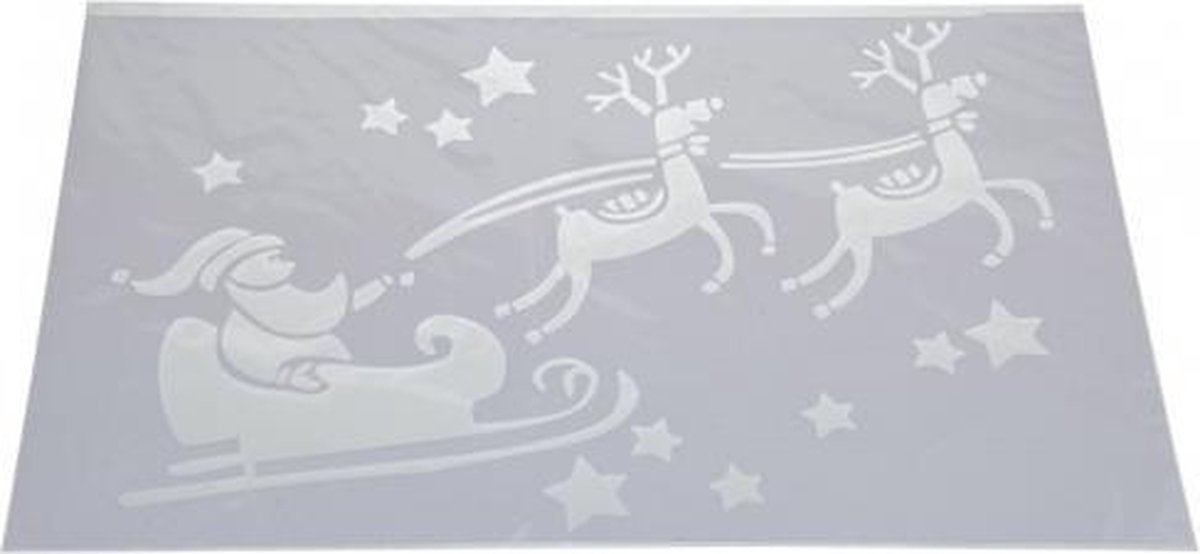 Kerst raamsjablonen Kerstman in vliegende slee plaatjes 54 cm