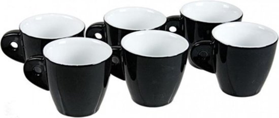 6x Espresso kopje - Zwart - Wit | bol.com
