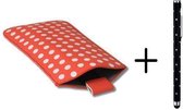 Polka Dot Hoesje voor Lg Optimus F6 met gratis Polka Dot Stylus, Rood, merk i12Cover